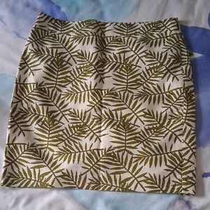 Ann Taylor Green Leaf Print Pencil Skirt Sz 14